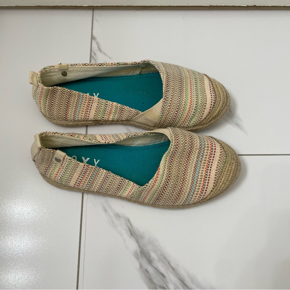 Roxy Multi Color Stripe Espadrilles Flats Shoes - Picture 2 of 4